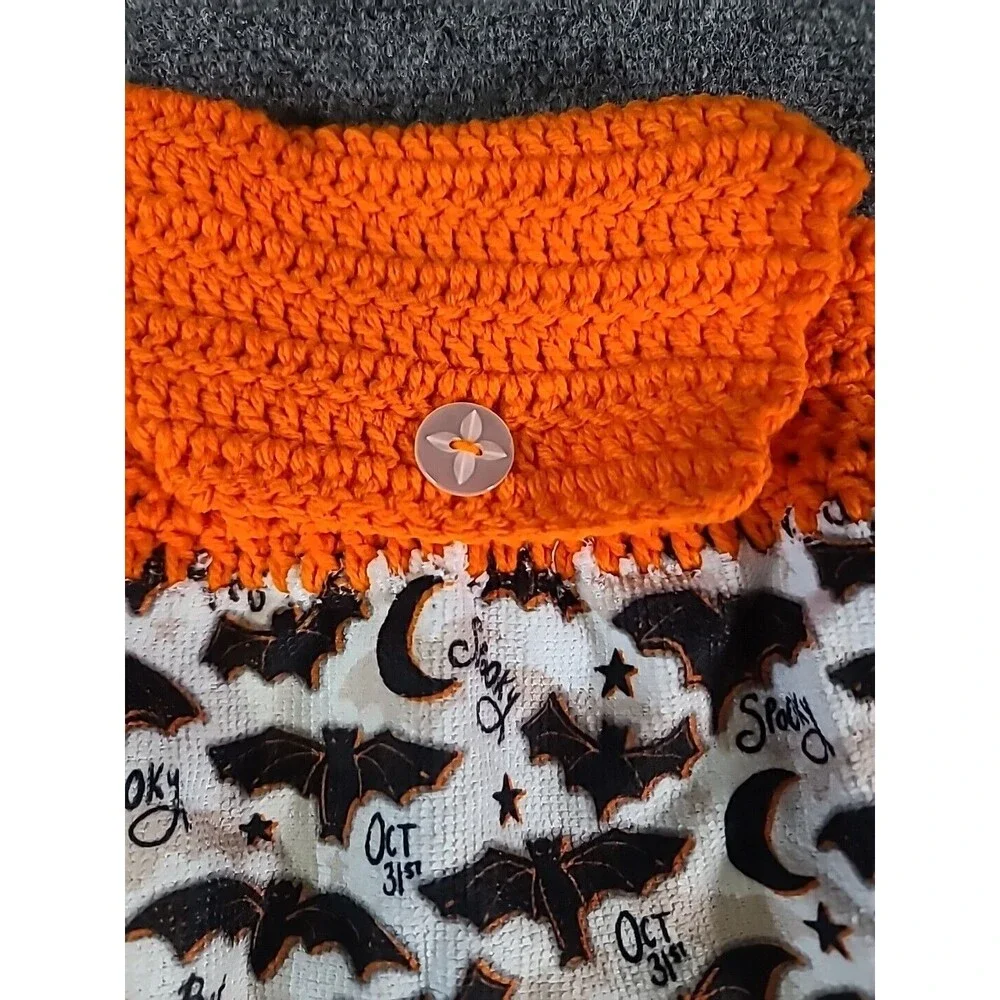 NEW  Handmade Crochet Halloween Kitchen Oven Door Hanging Towel Bats